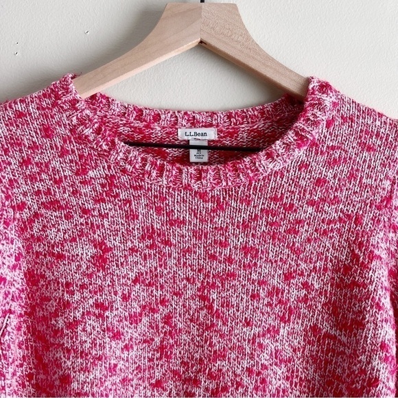 L.L.Bean 100%‎ Cotton Pullover Knit Sweater in Marled Red White, Size Medium - Picture 2 of 8